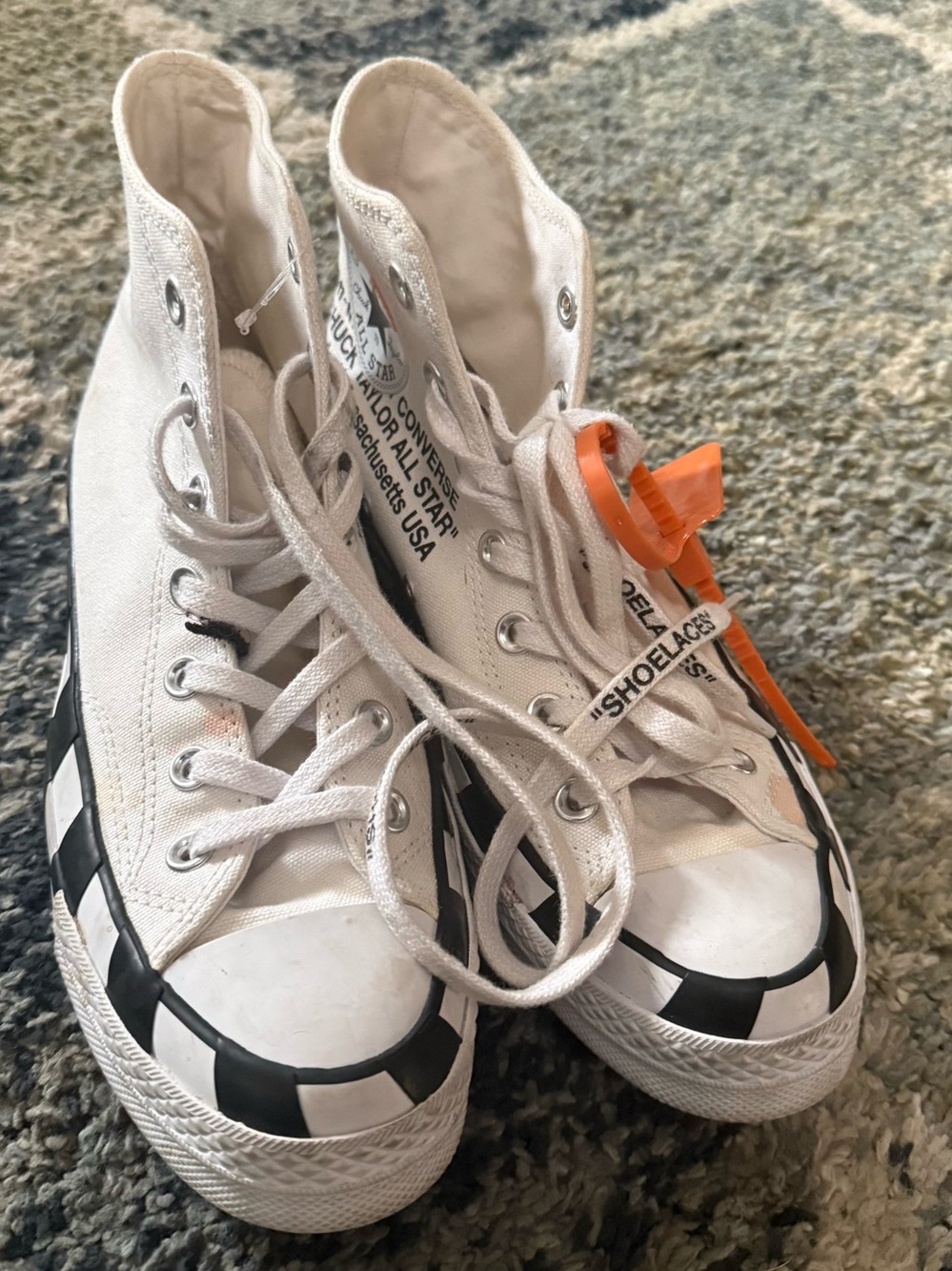 Off-White Chuck Taylor High Top Sneakers - White with Black Checker